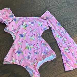 Pink Butterfly Print Bodysuit